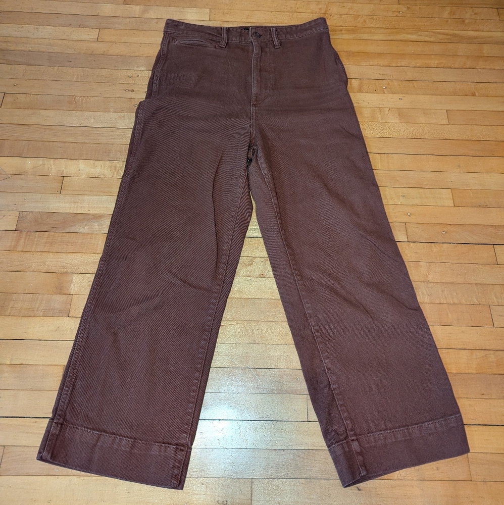 Quince Women's Rust Stretch Cotton Twill Wide-Leg Crop Pants | Size 28